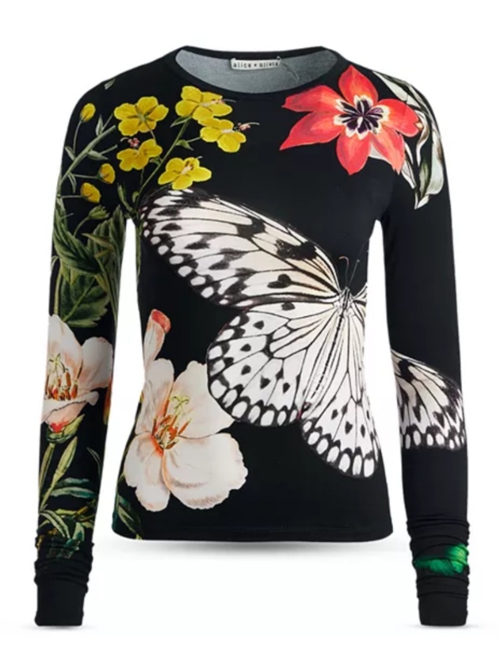 Alice + Olivia Delaina Long Sleeve Top In Essential Floral size M - Picture 6 of 14